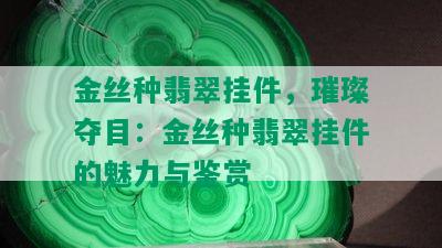 金丝种翡翠挂件，璀璨夺目：金丝种翡翠挂件的魅力与鉴赏