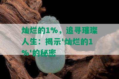 灿烂的1%，追寻璀璨人生：揭示'灿烂的1%'的秘密