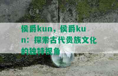 侯爵kun，侯爵kun：探索古代贵族文化的独特视角