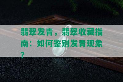 翡翠发青，翡翠收藏指南：如何鉴别发青现象？