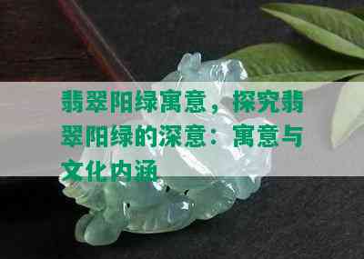 翡翠阳绿寓意，探究翡翠阳绿的深意：寓意与文化内涵