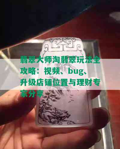 翡翠大师淘翡翠玩法全攻略：视频、bug、升级店铺位置与理财专家分享