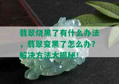 翡翠烧黑了有什么办法，翡翠变黑了怎么办？解决方法大揭秘！