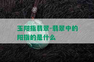 玉阳指翡翠-翡翠中的阳指的是什么