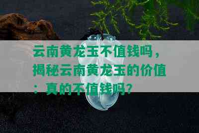 云南黄龙玉不值钱吗，揭秘云南黄龙玉的价值：真的不值钱吗？