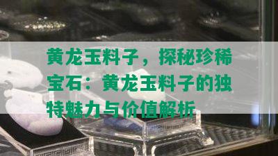 黄龙玉料子，探秘珍稀宝石：黄龙玉料子的独特魅力与价值解析