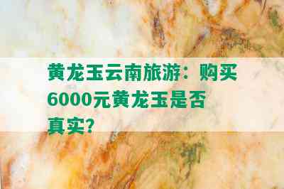 黄龙玉云南旅游：购买6000元黄龙玉是否真实？