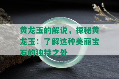 黄龙玉的解说，探秘黄龙玉：了解这种美丽宝石的独特之处