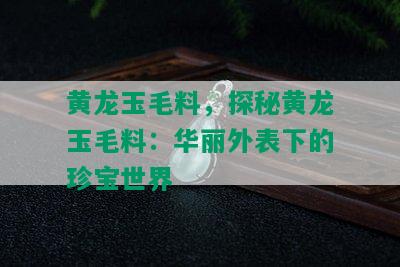 黄龙玉毛料，探秘黄龙玉毛料：华丽外表下的珍宝世界