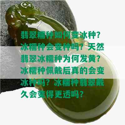 翡翠糯种如何变冰种？冰糯种会变种吗？天然翡翠冰糯种为何发黄？冰糯种佩戴后真的会变冰种吗？冰糯种翡翠戴久会变得更透吗？