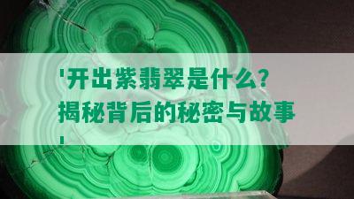 '开出紫翡翠是什么？揭秘背后的秘密与故事'