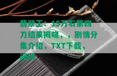 翡翠王：15万石第四刀结果揭晓，，剧情分集介绍，TXT下载，阅读