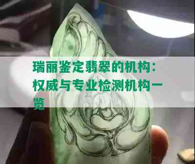 瑞丽鉴定翡翠的机构：权威与专业检测机构一览