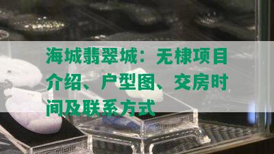 海城翡翠城：无棣项目介绍、户型图、交房时间及联系方式