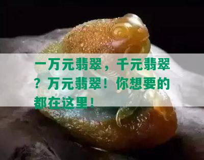 一万元翡翠，千元翡翠？万元翡翠！你想要的都在这里！