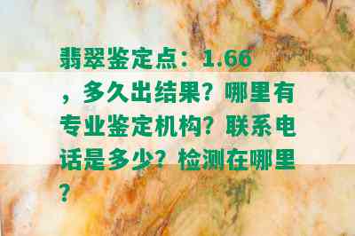 翡翠鉴定点：1.66，多久出结果？哪里有专业鉴定机构？联系电话是多少？检测在哪里？