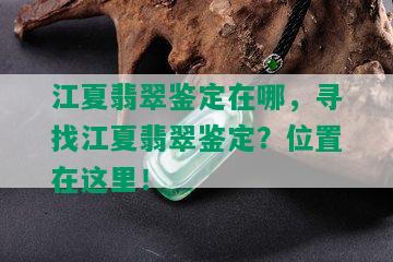 江夏翡翠鉴定在哪，寻找江夏翡翠鉴定？位置在这里！