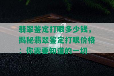 翡翠鉴定打眼多少钱，揭秘翡翠鉴定打眼价格：你需要知道的一切