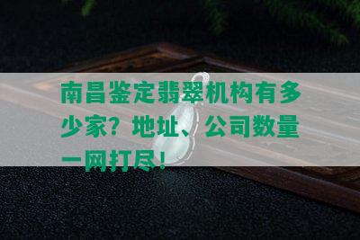 南昌鉴定翡翠机构有多少家？地址、公司数量一网打尽！