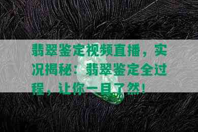 翡翠鉴定视频直播，实况揭秘：翡翠鉴定全过程，让你一目了然！