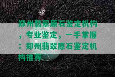 郑州翡翠原石鉴定机构，专业鉴定，一手掌握：郑州翡翠原石鉴定机构推荐