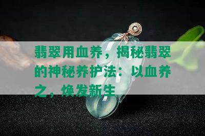 翡翠用血养，揭秘翡翠的神秘养护法：以血养之，焕发新生