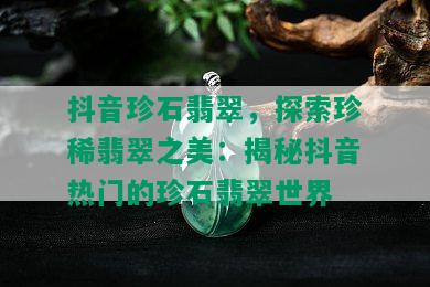 抖音珍石翡翠，探索珍稀翡翠之美：揭秘抖音热门的珍石翡翠世界