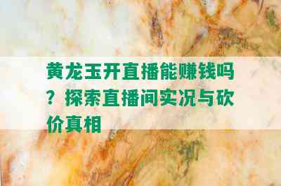 黄龙玉开直播能赚钱吗？探索直播间实况与砍价真相