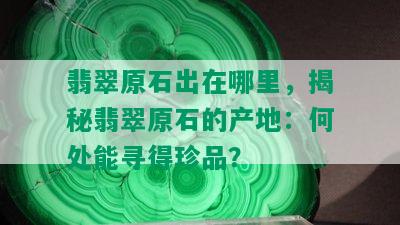 翡翠原石出在哪里，揭秘翡翠原石的产地：何处能寻得珍品？