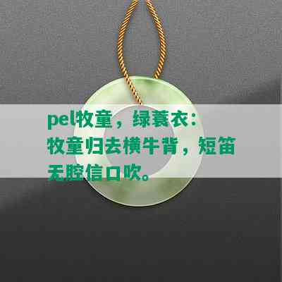 pel牧童，绿蓑衣：牧童归去横牛背，短笛无腔信口吹。