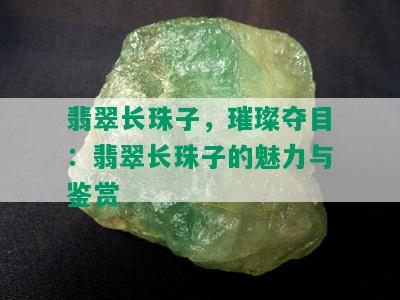 翡翠长珠子，璀璨夺目：翡翠长珠子的魅力与鉴赏