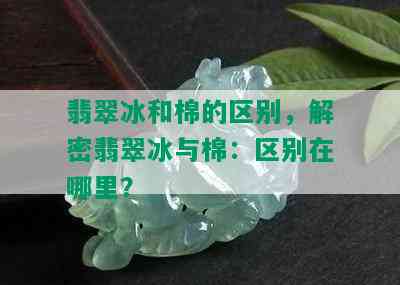 翡翠冰和棉的区别，解密翡翠冰与棉：区别在哪里？