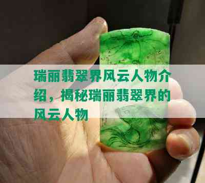 瑞丽翡翠界风云人物介绍，揭秘瑞丽翡翠界的风云人物