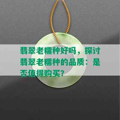 翡翠老糯种好吗，探讨翡翠老糯种的品质：是否值得购买？