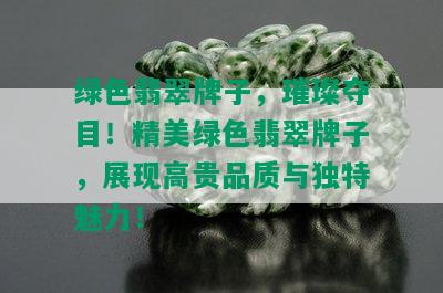 绿色翡翠牌子，璀璨夺目！精美绿色翡翠牌子，展现高贵品质与独特魅力！