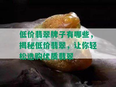 低价翡翠牌子有哪些，揭秘低价翡翠，让你轻松选购优质翡翠