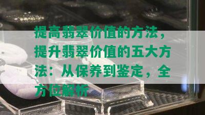 提高翡翠价值的方法，提升翡翠价值的五大方法：从保养到鉴定，全方位解析