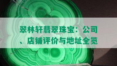 翠林轩翡翠珠宝：公司、店铺评价与地址全览