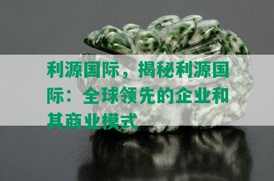 利源国际，揭秘利源国际：全球领先的企业和其商业模式