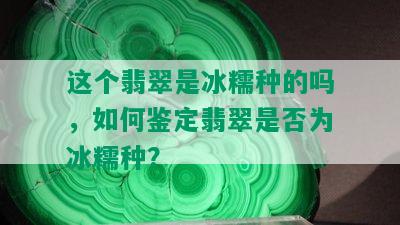 这个翡翠是冰糯种的吗，如何鉴定翡翠是否为冰糯种？