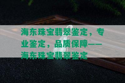 海东珠宝翡翠鉴定，专业鉴定，品质保障——海东珠宝翡翠鉴定