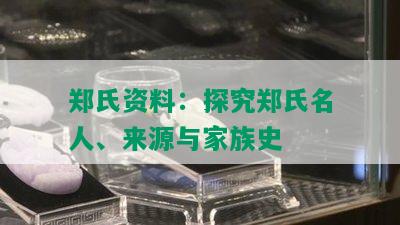 郑氏资料：探究郑氏名人、来源与家族史