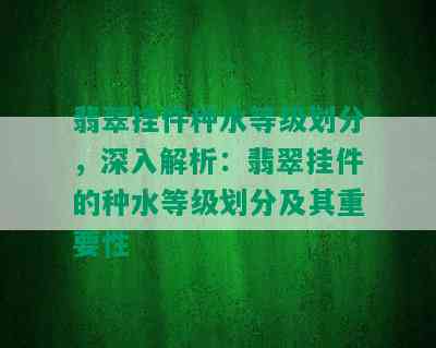 翡翠挂件种水等级划分，深入解析：翡翠挂件的种水等级划分及其重要性