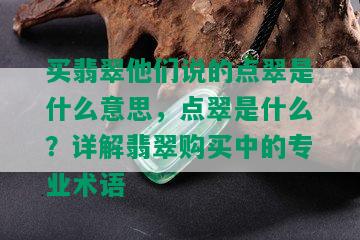 买翡翠他们说的点翠是什么意思，点翠是什么？详解翡翠购买中的专业术语