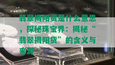 翡翠揭阳货是什么意思，探秘珠宝界：揭秘“翡翠揭阳货”的含义与来源