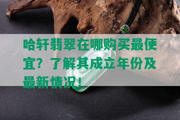 哈轩翡翠在哪购买更便宜？了解其成立年份及最新情况！