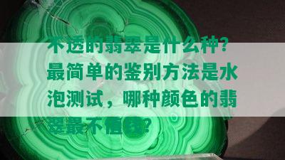 不透的翡翠是什么种？最简单的鉴别方法是水泡测试，哪种颜色的翡翠最不值钱？