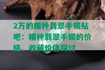 2万的糯种翡翠手镯贴吧：糯种翡翠手镯的价格、收藏价值探讨