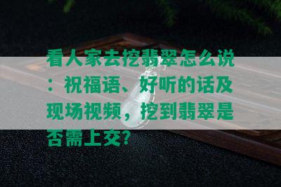 看人家去挖翡翠怎么说：祝福语、好听的话及现场视频，挖到翡翠是否需上交？