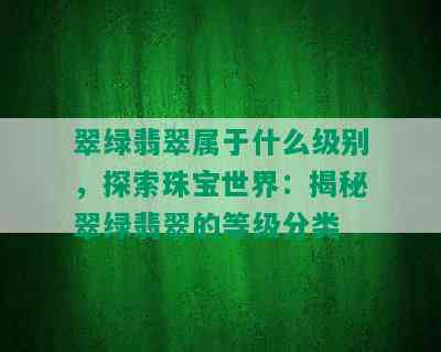 翠绿翡翠属于什么级别，探索珠宝世界：揭秘翠绿翡翠的等级分类